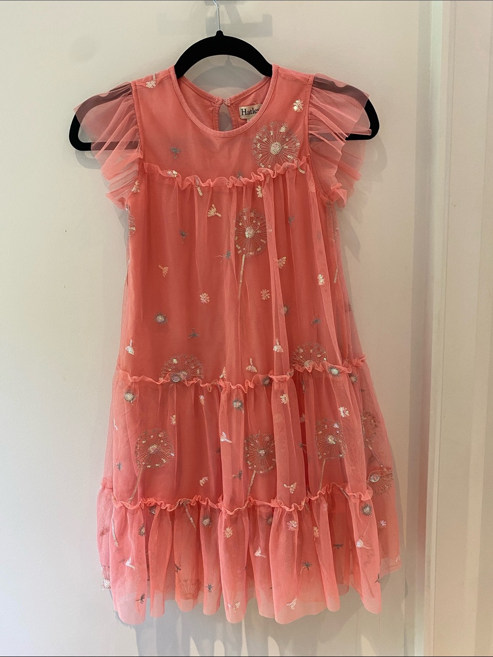 Hatley Coral Pink Embroidered Tulle Party Dress